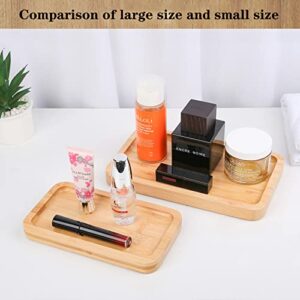 Natural Bamboo Vanity Tray Bathroom Tray Smooth and Thick Wooden Tray for Perfume Cotton Swabs Balls Candles Cosmetics Jewelry Makeup