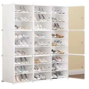 harolddol shoe rack 96 pairs stackable shoe organizer narrow standing, shoe organizer with cover plastic, stackable expandable shoe rack for high heels, boots (4 x 12-tier)