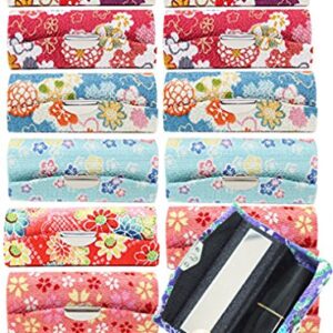 Set of 12 ~ Cute Japanese Flower Style Lipstick Case Holder w a Little Mirror