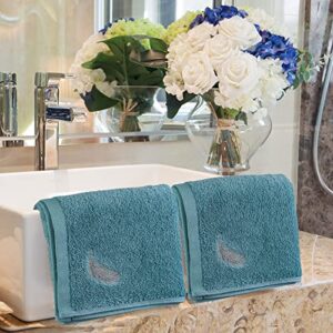 PiccoCasa Bathroom Hand Towels, 16 x 28 Inch - Soft 100% Cotton Highly Absorbent Hand Towel Face Drying Towel for Bath, Hand, Gym and Spa(Teal Blue, 2 Pack)