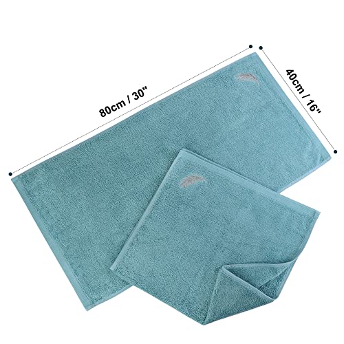 PiccoCasa Bathroom Hand Towels, 16 x 28 Inch - Soft 100% Cotton Highly Absorbent Hand Towel Face Drying Towel for Bath, Hand, Gym and Spa(Teal Blue, 2 Pack)