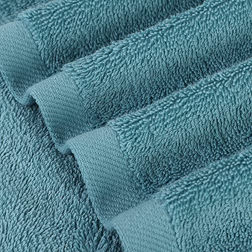 PiccoCasa Bathroom Hand Towels, 16 x 28 Inch - Soft 100% Cotton Highly Absorbent Hand Towel Face Drying Towel for Bath, Hand, Gym and Spa(Teal Blue, 2 Pack)