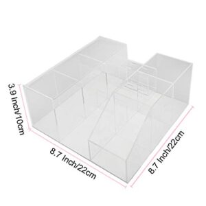 #N/A Makeup Organizer Eyelash Extension Supplies Storage Display Box w/Tweezer Holder Stand 22 x 22 x 10cm - Transparent Acrylic