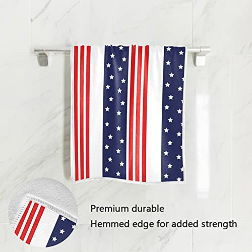 senya Soft Hand Towels for American Independence Day, USA Flag with Stripes Stars July 4th Patriotic Towels Highly Absorbent Hand Towels for Bathroom