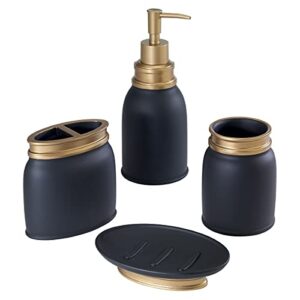 avanti linens - 4pc bathroom set, decorative bathroom accessories (memphis black collection)