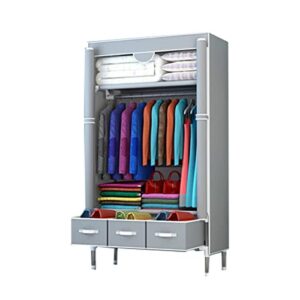 awsad wardrobe storage large canvas wardrobe clothes storage with 3 storage boxes good bearing capacity for living room, bedroom size: (170x90x45cm) (size : 170x90x45cm a)