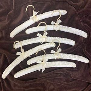 DBJ Ivory Beige Satin Padded Hangers Dress Lingerie Bridal Clothe Hangers - 12 Pack