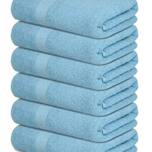 Brooklyn Linen 100% Cotton Bath Towels Set for Bathroom, 24x48 in Bath Towels 6 Pack, Large Hand Towels, Soft Absorbent, Premium Quality Aqua Blue Bath Towels