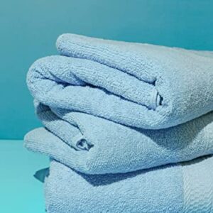 Brooklyn Linen 100% Cotton Bath Towels Set for Bathroom, 24x48 in Bath Towels 6 Pack, Large Hand Towels, Soft Absorbent, Premium Quality Aqua Blue Bath Towels