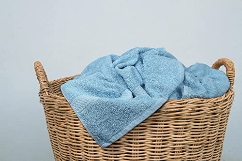 Brooklyn Linen 100% Cotton Bath Towels Set for Bathroom, 24x48 in Bath Towels 6 Pack, Large Hand Towels, Soft Absorbent, Premium Quality Aqua Blue Bath Towels