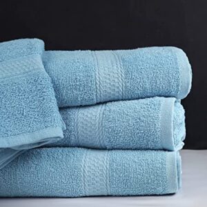 Brooklyn Linen 100% Cotton Bath Towels Set for Bathroom, 24x48 in Bath Towels 6 Pack, Large Hand Towels, Soft Absorbent, Premium Quality Aqua Blue Bath Towels