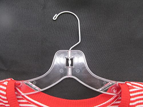 NAHANCO 414LH Junior Plastic Hangers, Super Heavy Weight Shirt Hangers, Long Swivel Hook, 14", Clear (Pack of 100)