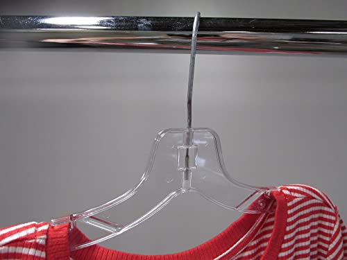 NAHANCO 414LH Junior Plastic Hangers, Super Heavy Weight Shirt Hangers, Long Swivel Hook, 14", Clear (Pack of 100)