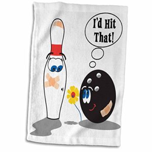 3d rose id hit ball thinks to pin bowling humor design hand/sports towel, 15 x 22