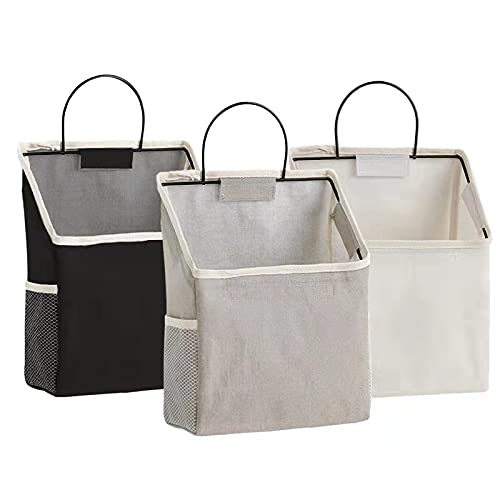 DRON TOOON 3Pack Wall Hanging Storage Organizer Bag, Big Pocket Fabric Basket Box for Home Kitchen Closet Bathroom