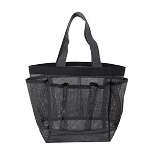 shower caddy, 7 pockets mesh shower bag storage essentials shower caddy with handle, large capacity separate compartment for dorm college gym camping bathroom(black)