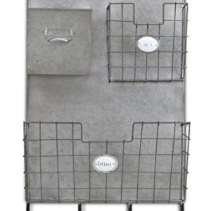 Contemporary Home Living 32.5" Silver Wall Organizer with Storage Slots and Bottom Hooks