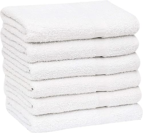 GOLD TEXTILES Bulk Bath Towels White 12 Pack (22x44 Inches) Economy Light Weight Easycare