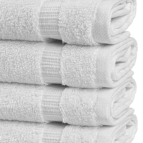 Chakir Turkish Linens | Hotel & Spa Quality 100% Cotton Premium Turkish Towels | Soft & Absorbent (4-Piece Washcloths, White)