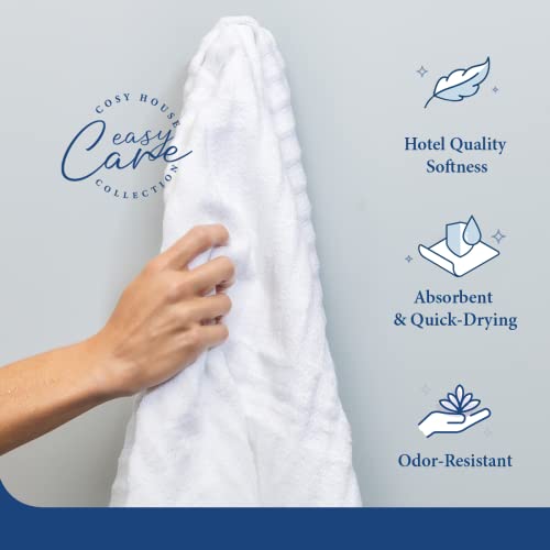 Cosy House Collection Luxury Rayon Derived from Bamboo Blend 2-Pack Towel Set - Ultra Soft, Absorbent and Quick Drying - Plush Cotton Hotel Spa Quality - 15" x 26" (Hand Towel, White)