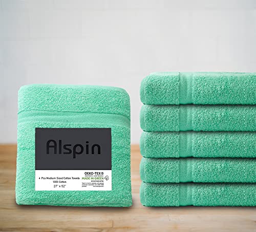 Alspin Cotton Bath Towels 6 Pack Cotton Towels,Teal Color ,24 x 48 Inches Towel for Pool, Spa, and Gym Lightweight and Highly Absorbent Swift Drying Towels