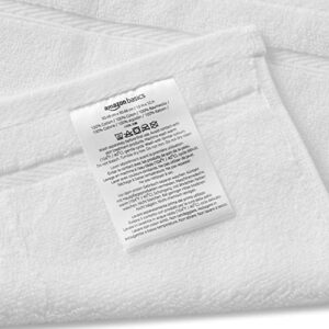 Amazon Basics Cotton Washcloths, Made with 30% Recycled Cotton Content - 12-Pack, White
