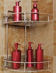 vdomus 2 tier corner shower caddy stainless steel wall mounted shower caddy corner, shower shelf for inside shower, drill-free install with adhesives or screws, silver