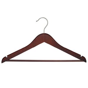 nahanco 20319wb wooden suit hanger, 19", low gloss mahogany with brushed chrome hardware (pack of 100)