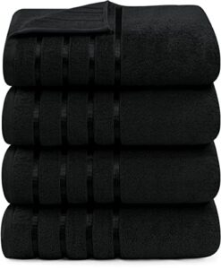 utopia towels 4 pack premium viscose oversized bath towels set, 100% ring spun cotton (27 x 54 inches) highly absorbent, quick drying shower towels for bathroom, spa, hotel and travel (black)