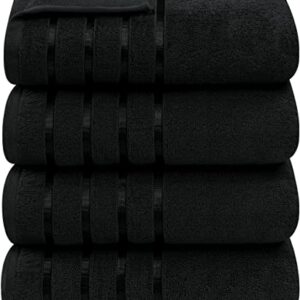 Utopia Towels 4 Pack Premium Viscose Oversized Bath Towels Set, 100% Ring Spun Cotton (27 x 54 Inches) Highly Absorbent, Quick Drying Shower Towels for Bathroom, Spa, Hotel and Travel (Black)