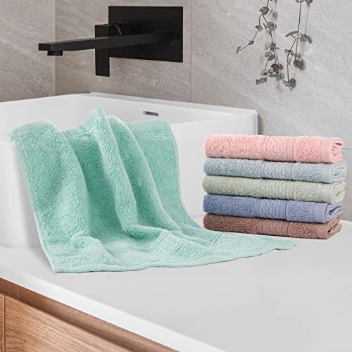 Chiicol Washcloths for Body and Face - Absorbent Bath Towels Bulk Set, 100% Cotton Hotel Towels for Bathroom in Bulk. Durable,Soft Bath Rags, Wash Rag (Multicolor, Pack of 12)