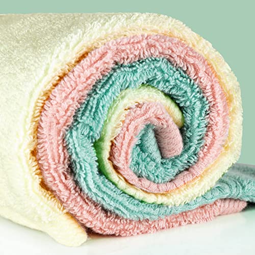 Chiicol Washcloths for Body and Face - Absorbent Bath Towels Bulk Set, 100% Cotton Hotel Towels for Bathroom in Bulk. Durable,Soft Bath Rags, Wash Rag (Multicolor, Pack of 12)