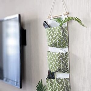 SAMZAREULO Wall Closet Hanging Storage Bag, 3 Remote Size Pocket Over Door Hanging Storage Bags