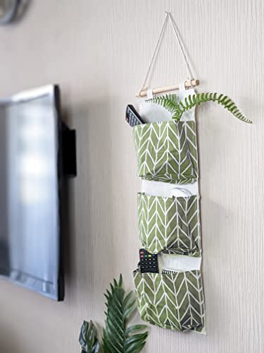 SAMZAREULO Wall Closet Hanging Storage Bag, 3 Remote Size Pocket Over Door Hanging Storage Bags