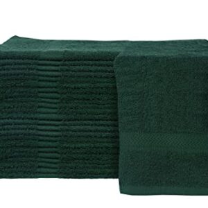 Linteum Textile Supply Premium Hand Towels (Hunter Green) Absorbent Towel Set with Ring Spun 100% Cotton Material for Hotel, Salon, Gym & More (24-Pack, 16x27 inches)