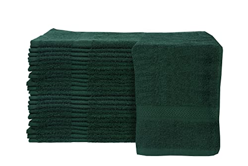 Linteum Textile Supply Premium Hand Towels (Hunter Green) Absorbent Towel Set with Ring Spun 100% Cotton Material for Hotel, Salon, Gym & More (24-Pack, 16x27 inches)