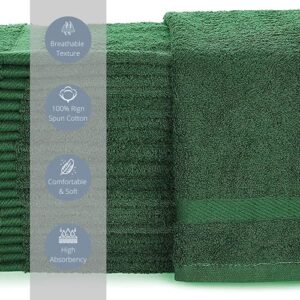 Linteum Textile Supply Premium Hand Towels (Hunter Green) Absorbent Towel Set with Ring Spun 100% Cotton Material for Hotel, Salon, Gym & More (24-Pack, 16x27 inches)