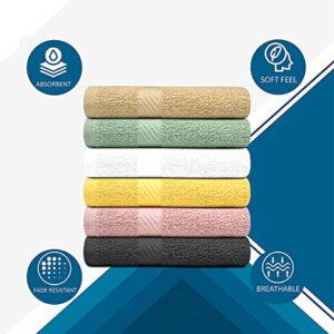 ZUPERIA 100% Cotton Bath Wash Cloths - 12 Pack - 12" x 12"- Highly Absorbent Soft Washcloths for Face, Gym Towels, Hotel Spa Quality, Reusable Multipurpose Towels (12 Pack, 6 Multicolors)