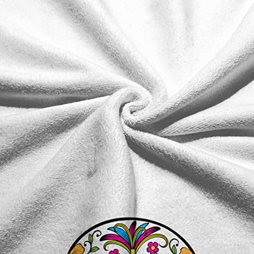 VunKo Sugar Skull Kitchen Dish Towel Soft Highly Absorbent Dia de Muertos Hand Towel Home Decorative Multipurpose for Bathroom Hotel Gym and Spa 15.7 x 27.5 Inches White