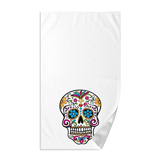 VunKo Sugar Skull Kitchen Dish Towel Soft Highly Absorbent Dia de Muertos Hand Towel Home Decorative Multipurpose for Bathroom Hotel Gym and Spa 15.7 x 27.5 Inches White