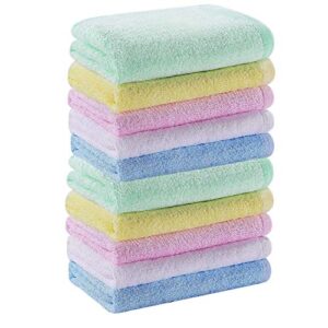 nbljf multicolor small washcloths set 10 pack for newborn baby bath hand towel and face cloths or bathroom-kitchen multi-purpose soft-comfortable absorbent fingertip towels 10'' x 10'' (multicolor)