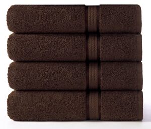 cotton craft ultra soft oversized bath towels - 4 pack extra large bath towels - 30x54 - absorbent everyday luxury hotel spa gym shower beach pool camp dorm - 100% cotton - easy care - chocolate brown