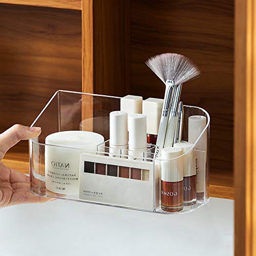 DiiuuAII Makeup Organizer, Small Clear Cosmetic Display Case, Removable Layered Plastic Clear Tabletop Holder Stand For Cosmetic, Perfume, Lotions Skin Care, Makeup Brushes, Lipsticks