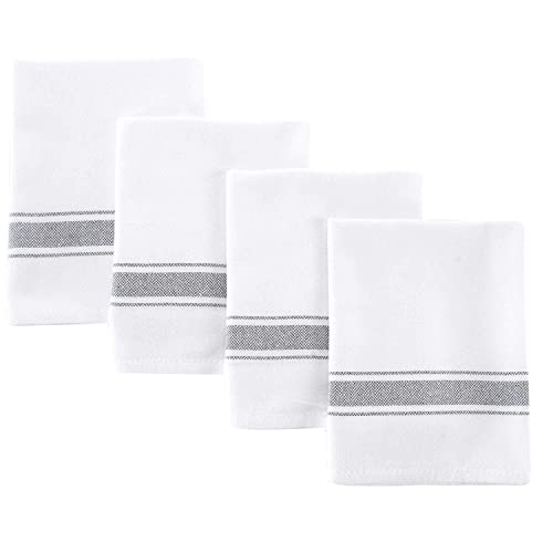 BAROOGA Turkish Hand Towel Set (Pack of 4), Decorative Towels for Bathroom (19 x 27 inches), White Turkish Kitchen Towels, Quick Dry 100% Cotton Farmhouse Hand Towels