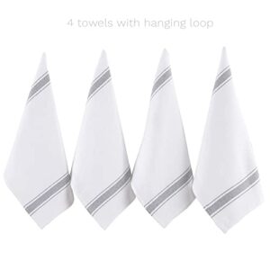 BAROOGA Turkish Hand Towel Set (Pack of 4), Decorative Towels for Bathroom (19 x 27 inches), White Turkish Kitchen Towels, Quick Dry 100% Cotton Farmhouse Hand Towels