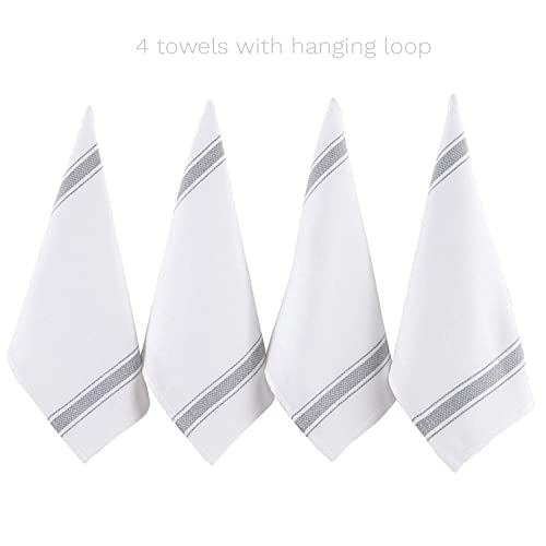 BAROOGA Turkish Hand Towel Set (Pack of 4), Decorative Towels for Bathroom (19 x 27 inches), White Turkish Kitchen Towels, Quick Dry 100% Cotton Farmhouse Hand Towels