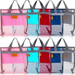 10 pcs mesh shower bag caddy tote portable quick dry tote bag lightweight hanging toiletry bath organizer for college dorms gym swimming beach travel games sports
