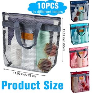 10 Pcs Mesh Shower Bag Caddy Tote Portable Quick Dry Tote Bag Lightweight Hanging Toiletry Bath Organizer for College Dorms Gym Swimming Beach Travel Games Sports