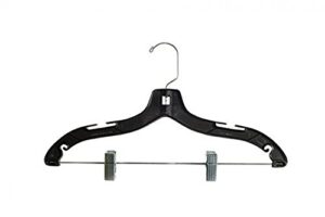 nahanco 8500rc heavy weight plastic suit hanger with chrome clips, high gloss black (pack of 100)