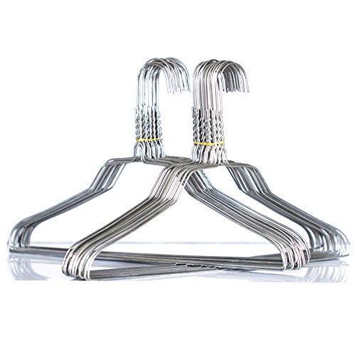 BriaUSA Metal Clothes Hangers 100 Pack Silver Color Galvanized Wire Hangers Length 16 inch Thickness 13 Gauge